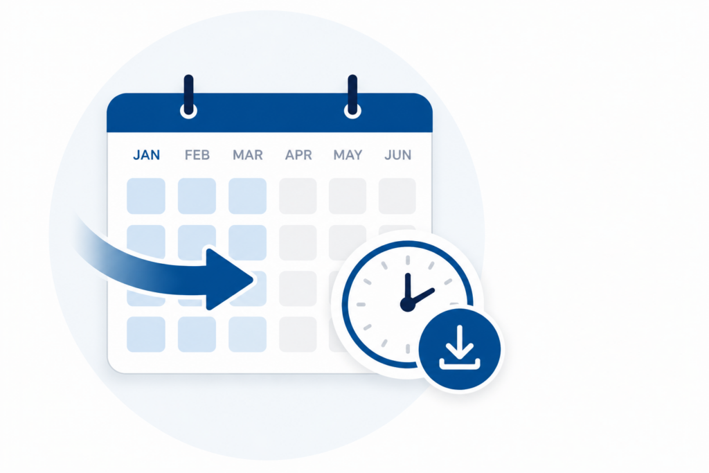 Calendar illustration representing imported transaction history
